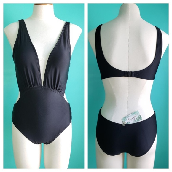 Envya Black Plunge Swimsuit - Picture 2 of 6